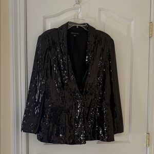 INC International Concepts Shimmering Black Sequin Blazer